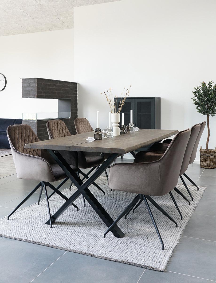 Harbo Mushroom Velvet Swivel Dining Chair - WOO .Design