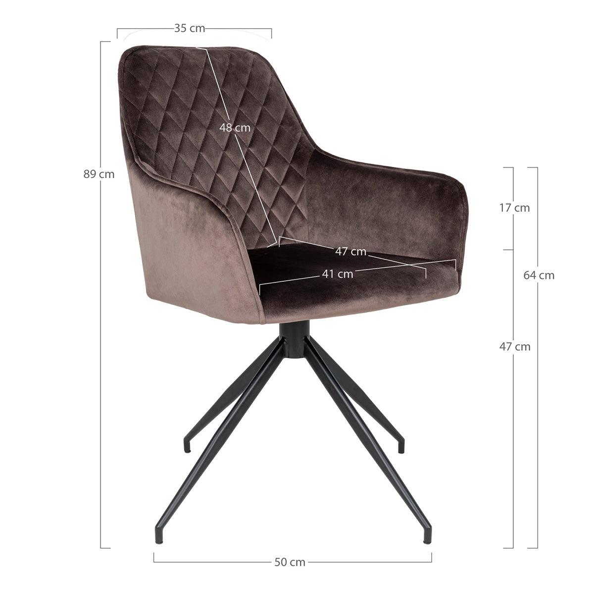 Harbo Mushroom Velvet Swivel Dining Chair - WOO .Design