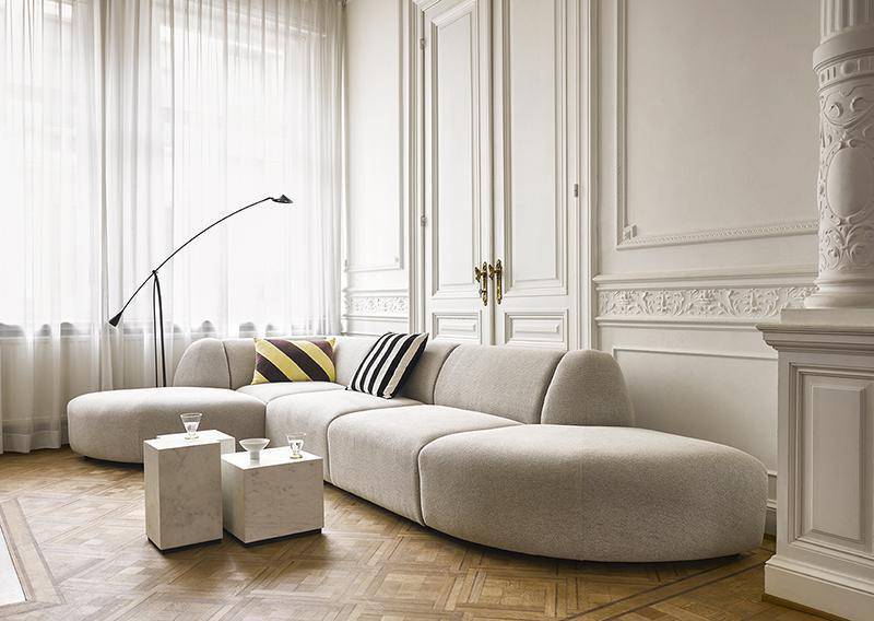 Jax Light Grey Snake Couch - Element Small Hocker