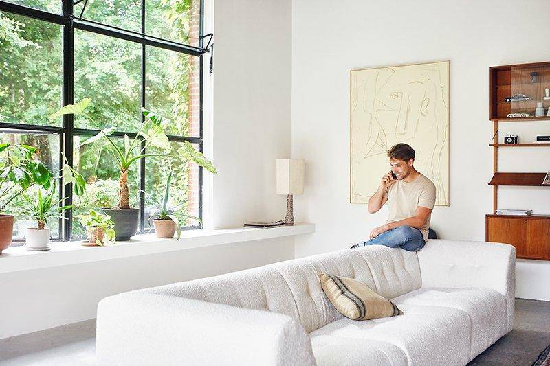 Vint Cream Boucle Couch - Element Middle