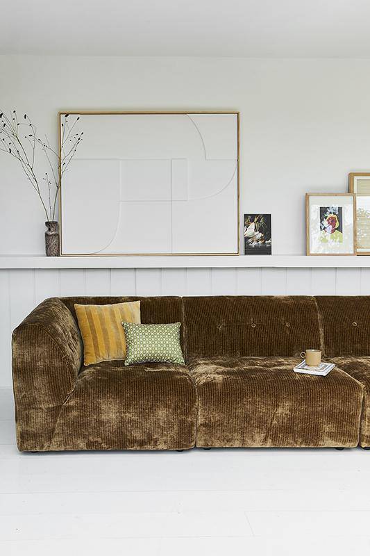 Vint Aged Gold Corduroy Velvet Couch - Element Left 1.5 Seat