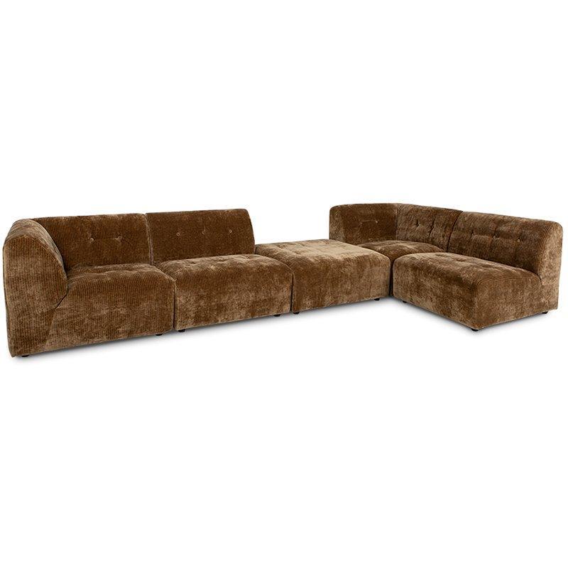 Vint Aged Gold Corduroy Velvet Couch - Element Left 1.5 Seat