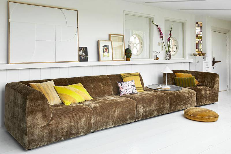 Vint Aged Gold Corduroy Velvet Couch - Element Left 1.5 Seat