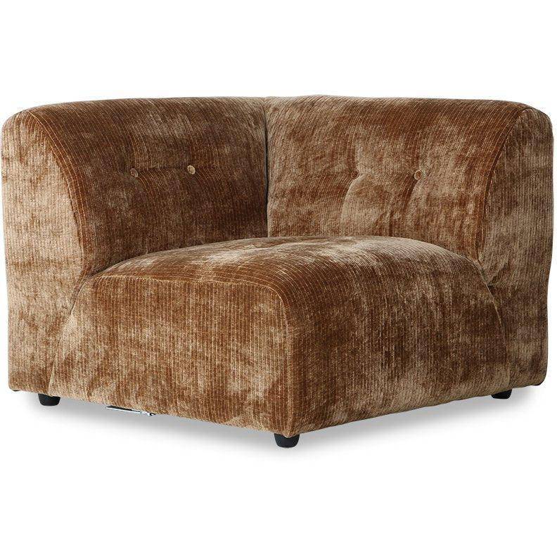 Vint Aged Gold Corduroy Velvet Couch - Element Left