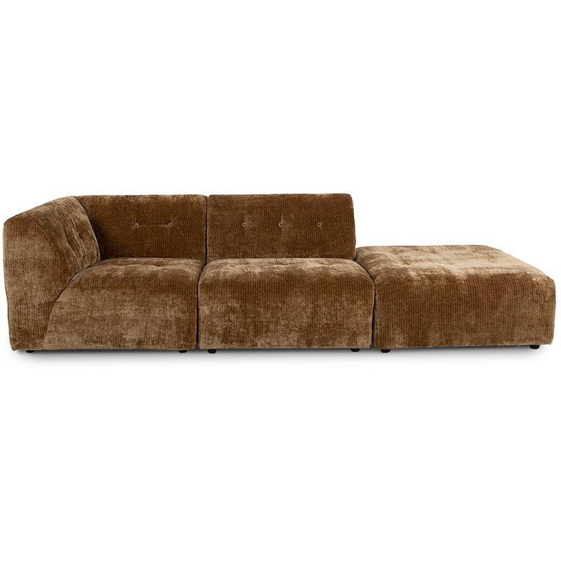 Vint Aged Gold Corduroy Velvet Couch - Element Left