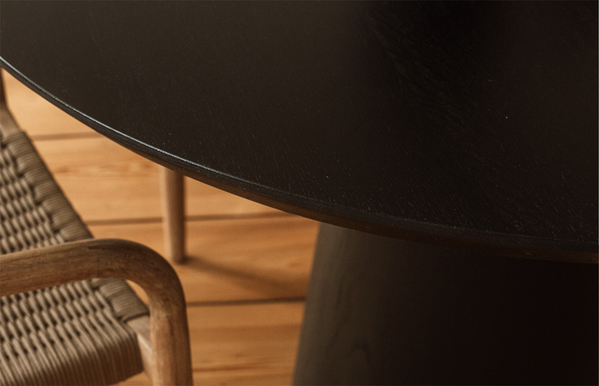 Gio Black Oak Wood Round Dining Table