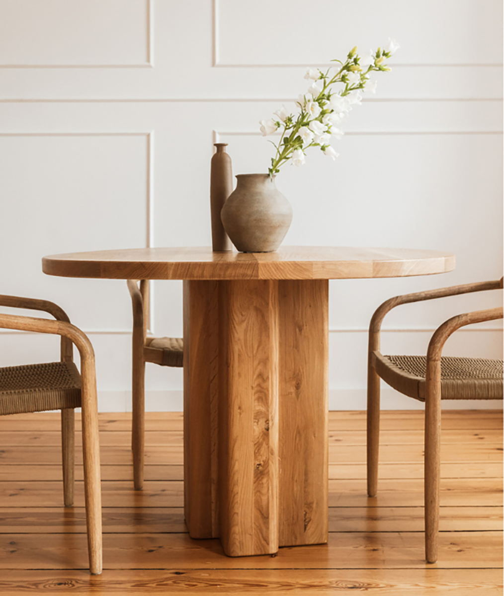 Gaia Oak Wood Round Dining Table