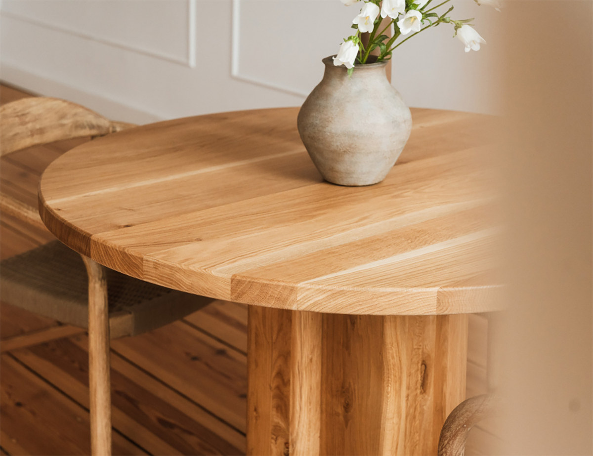 Gaia Oak Wood Round Dining Table