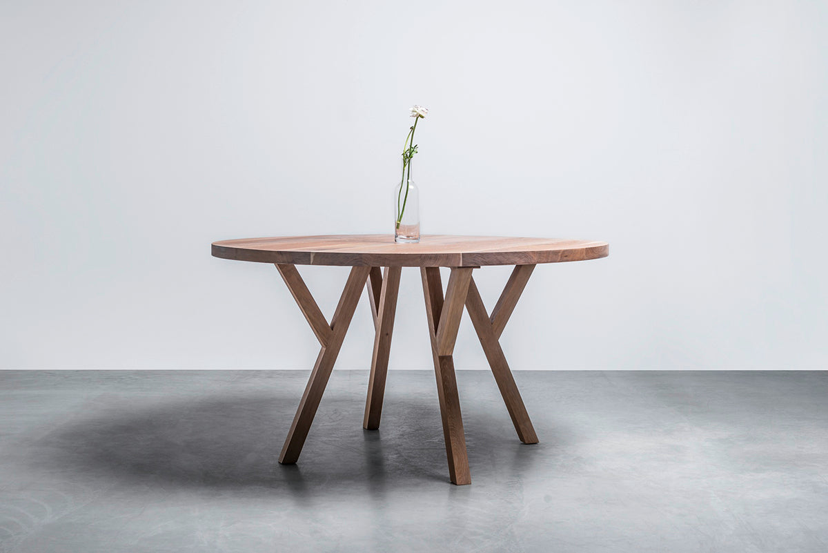 Gloria Oak Wood Round Dining Table