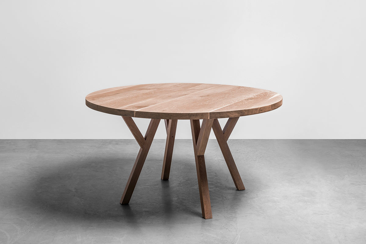 Gloria Oak Wood Round Dining Table