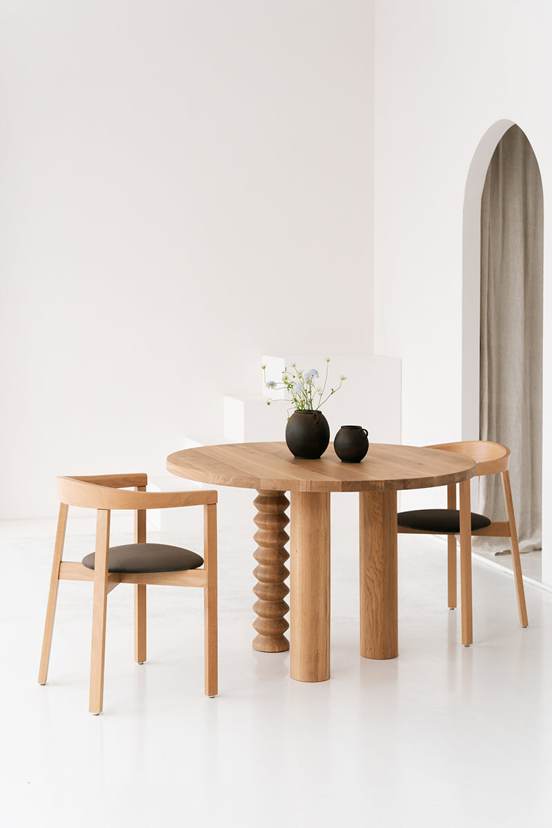 Sol Oak Wood Round Dining Table