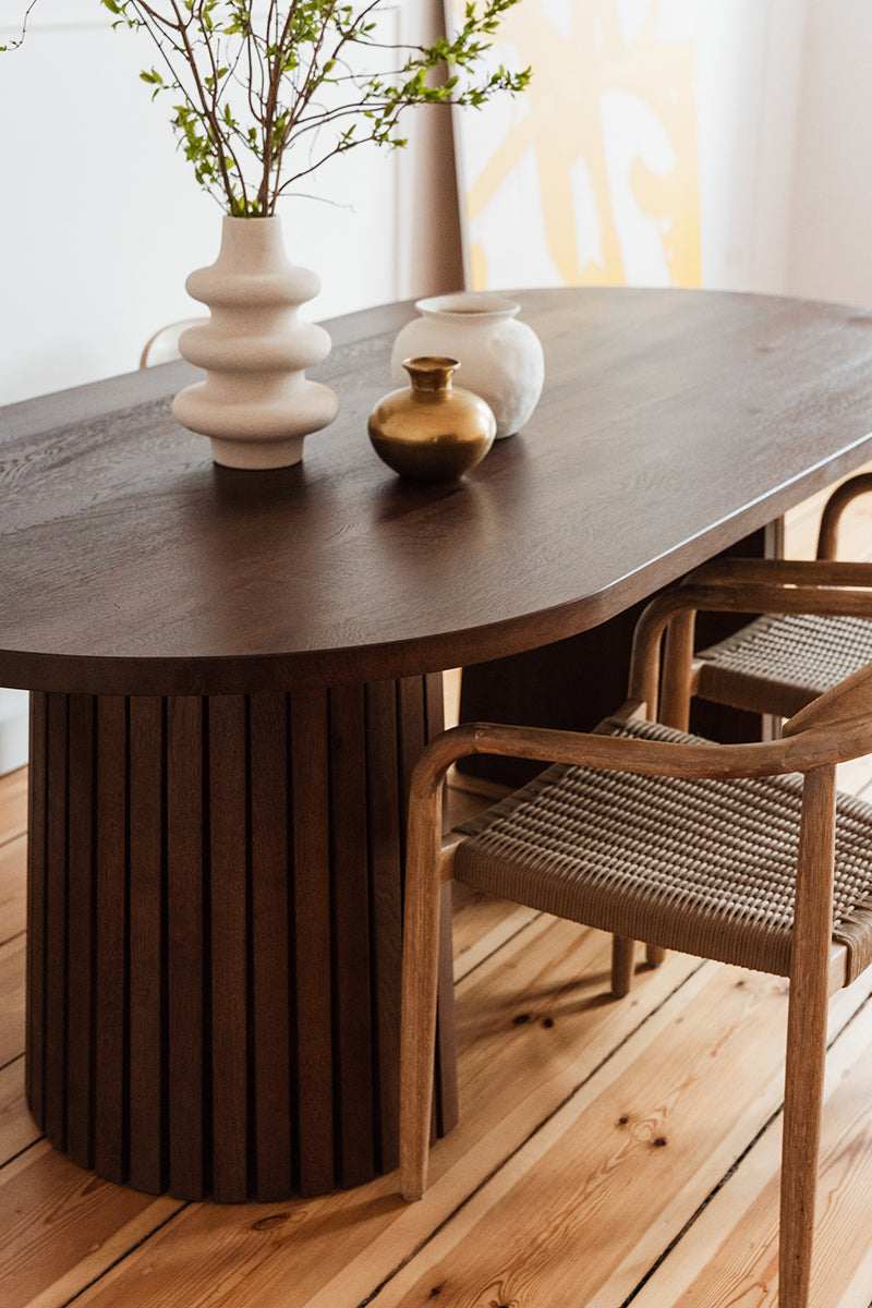 Iggy Oak Wood Oval Dining Table
