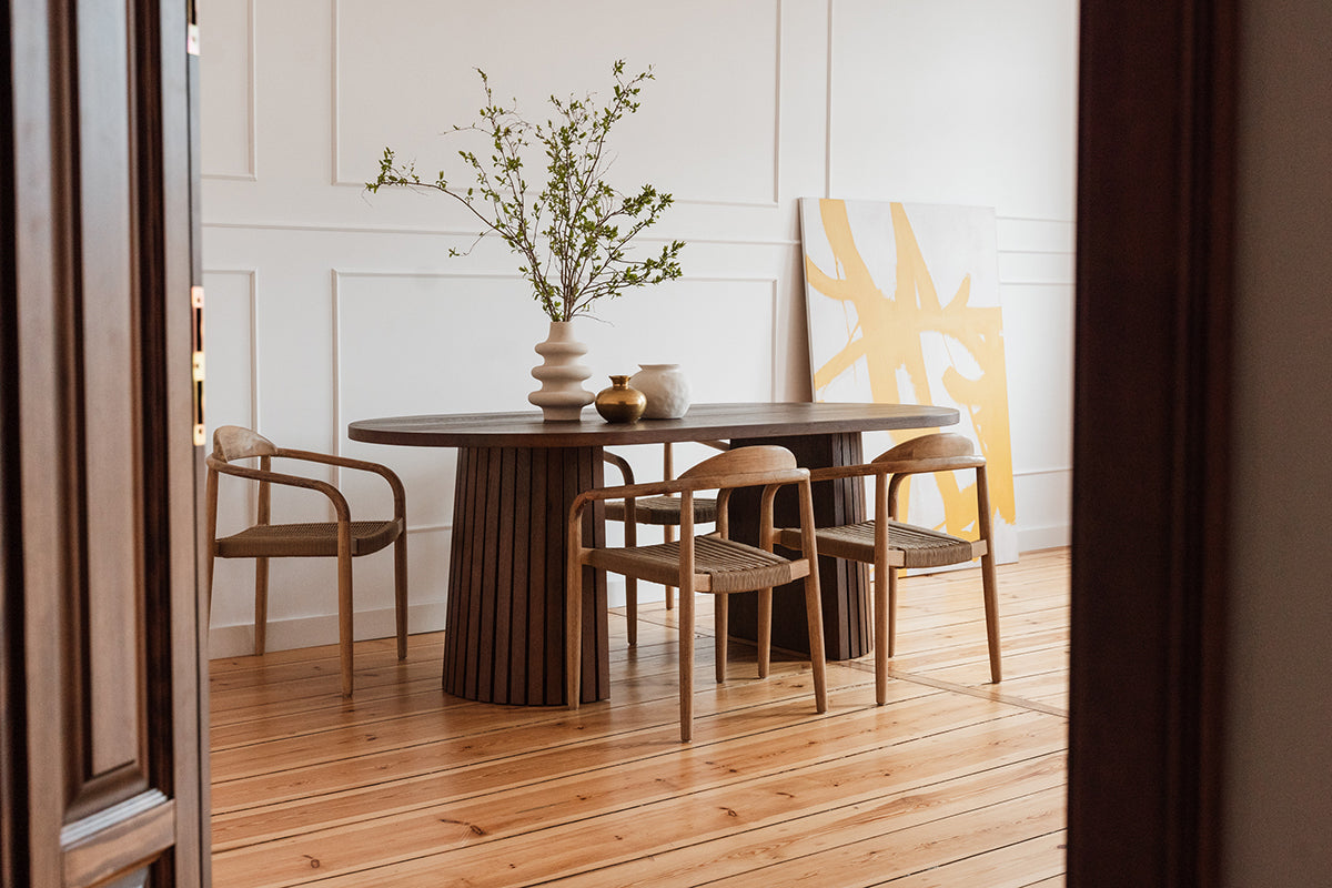 Iggy Oak Wood Oval Dining Table