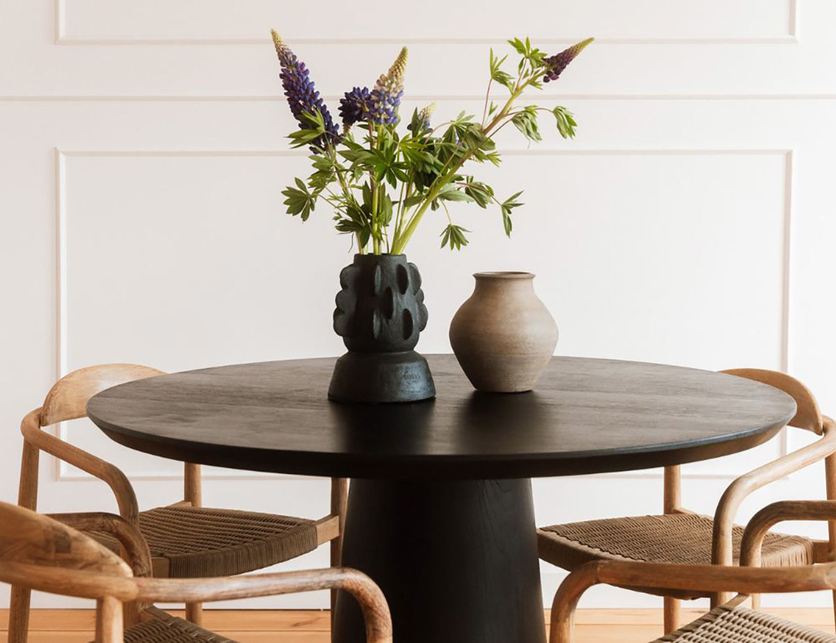 Gio Black Oak Wood Round Dining Table