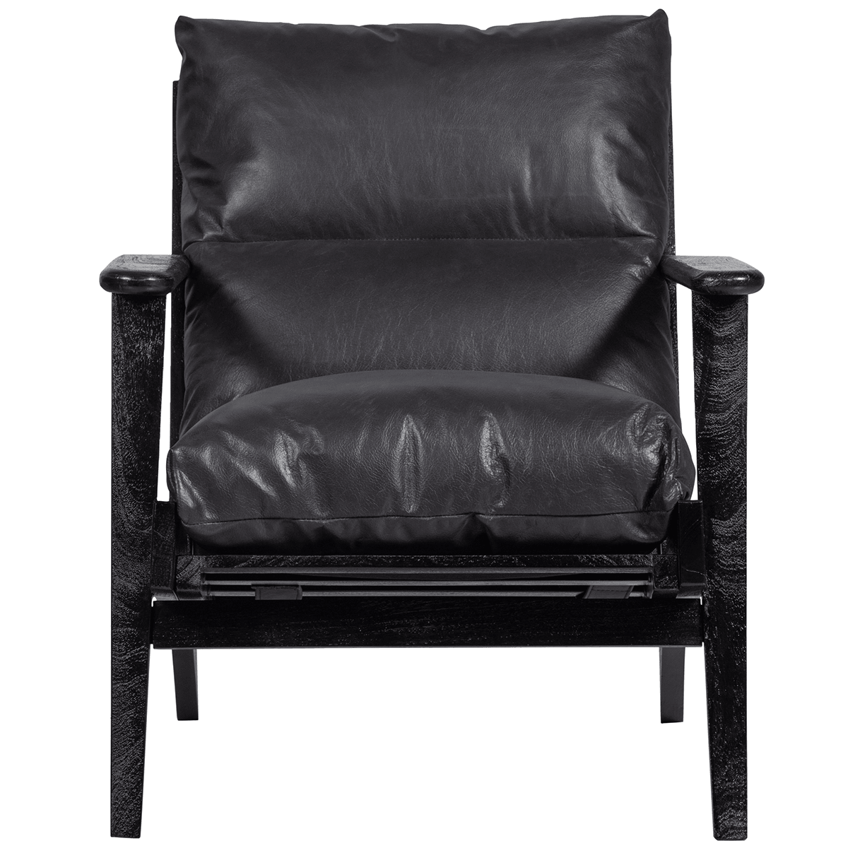 Houston Black Real Leather Armchair - WOO .Design