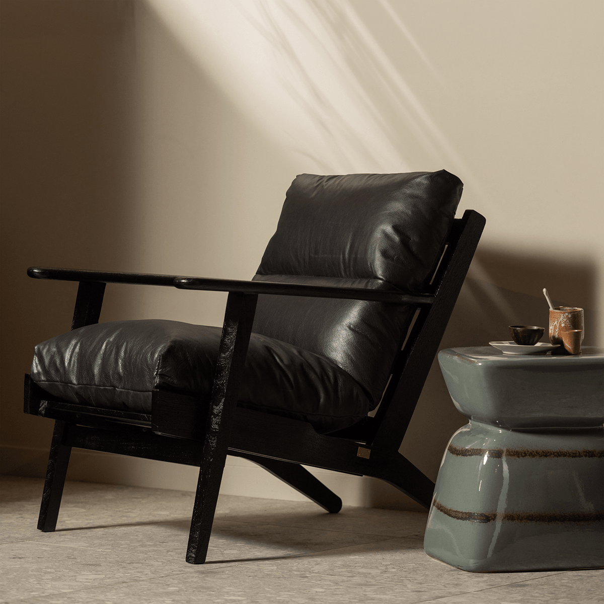 Houston Black Real Leather Armchair - WOO .Design