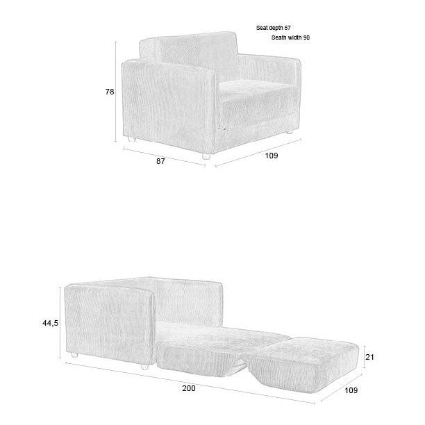 Jopie Corduroy Loveseat Sofa Bed - WOO .Design