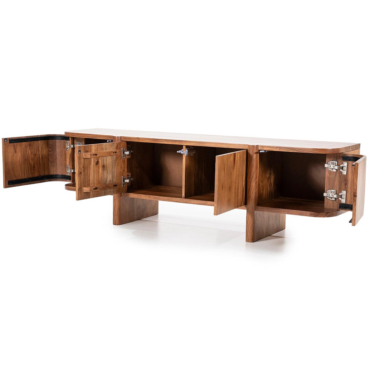 Julian Acacia Wood 4 Doors TV Cabinet - WOO .Design