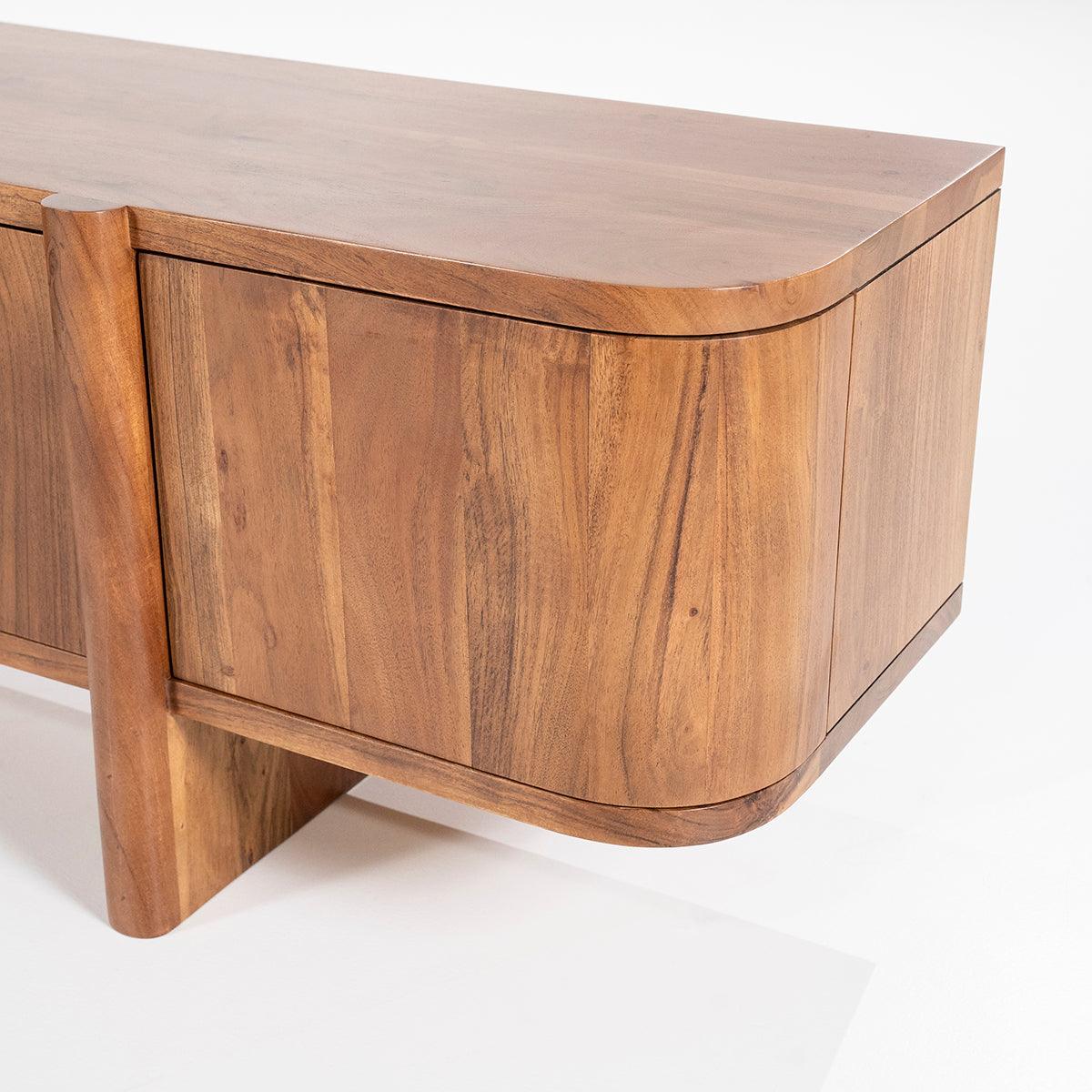 Julian Acacia Wood 4 Doors TV Cabinet - WOO .Design