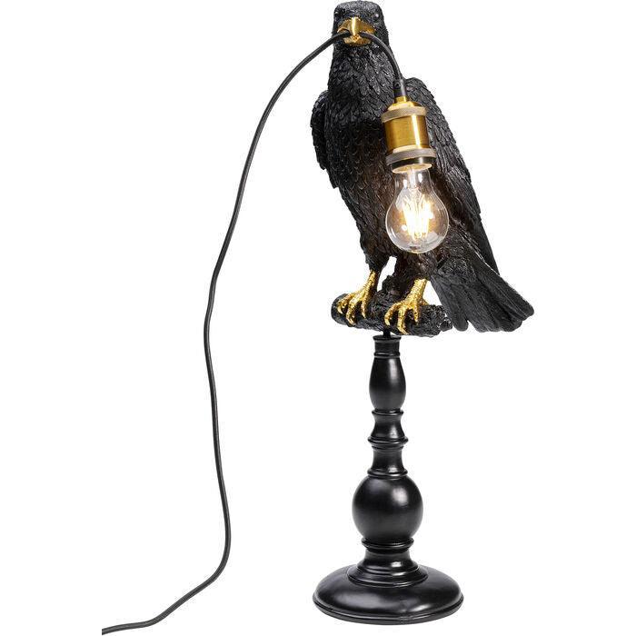 Sitting Crow Black Animal Table Lamp
