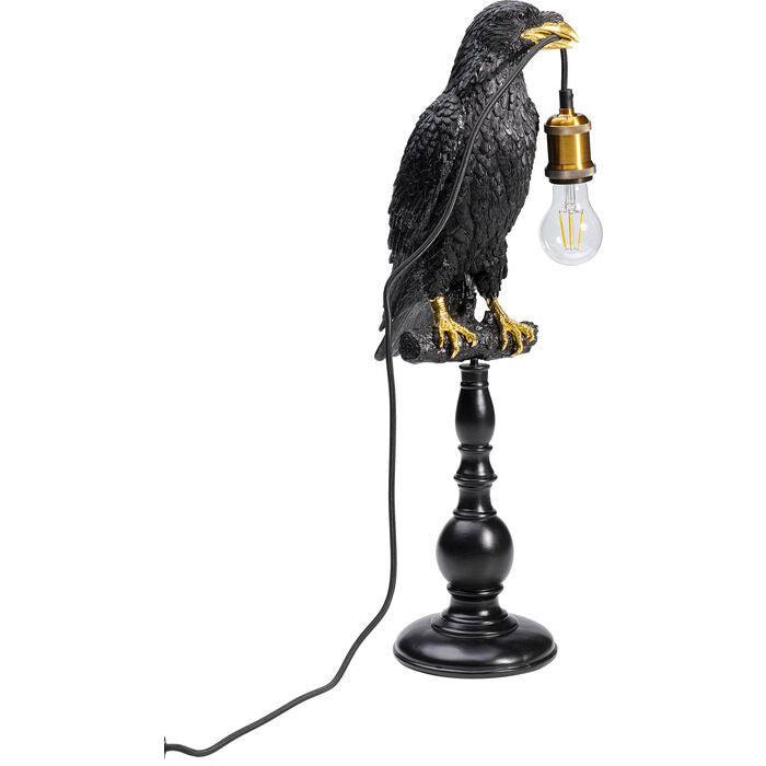 Sitting Crow Black Animal Table Lamp