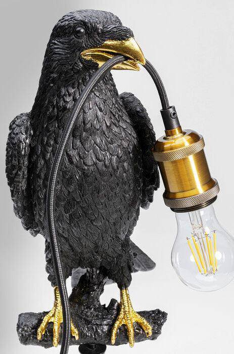 Sitting Crow Black Animal Table Lamp