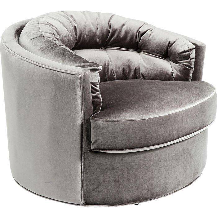 Music Hall Grey Velvet Swivel Armchair