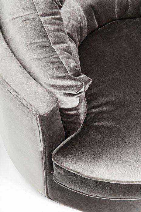 Music Hall Grey Velvet Swivel Armchair