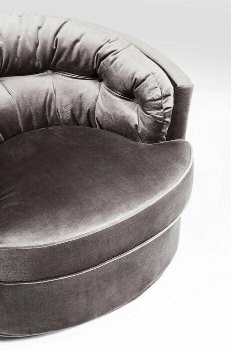 Music Hall Grey Velvet Swivel Armchair