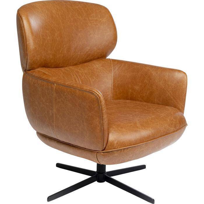 Ottawa Cognac Leather Swivel Armchair