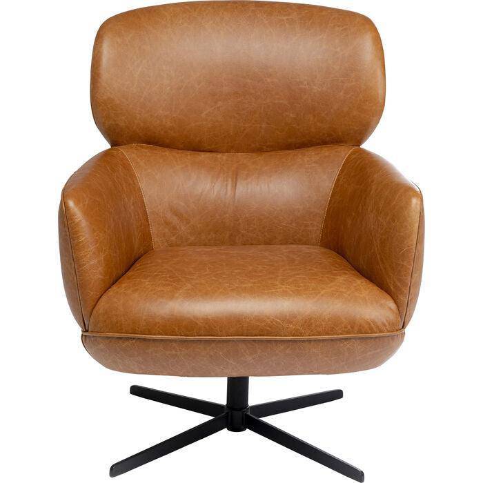 Ottawa Cognac Leather Swivel Armchair