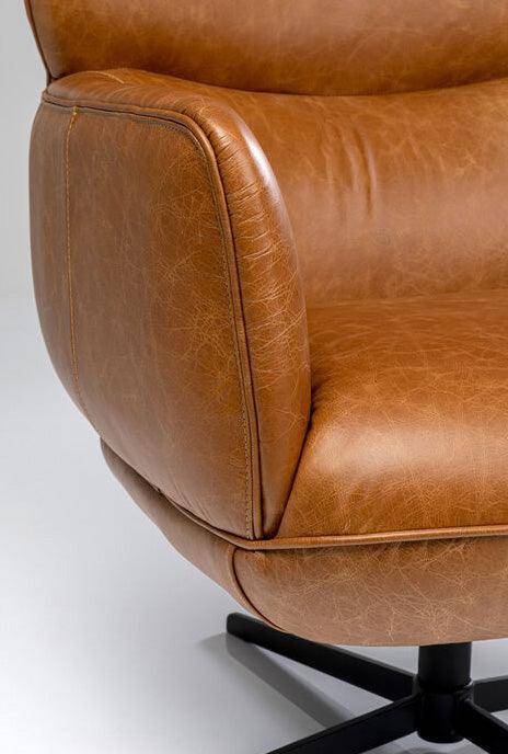 Ottawa Cognac Leather Swivel Armchair