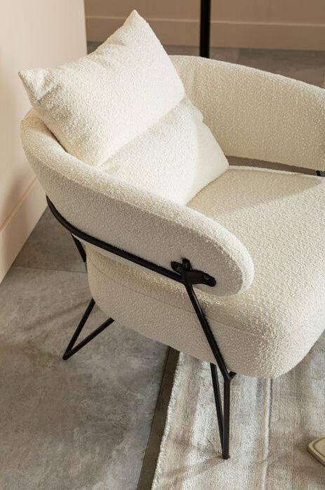 Peppo White Boucle Armchair