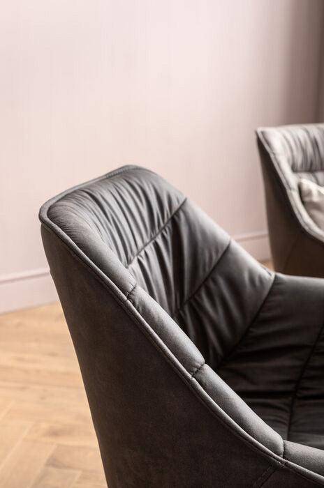 Thelma Dark Grey Chair with Armrest