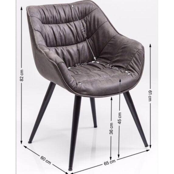 Thelma Dark Grey Chair with Armrest