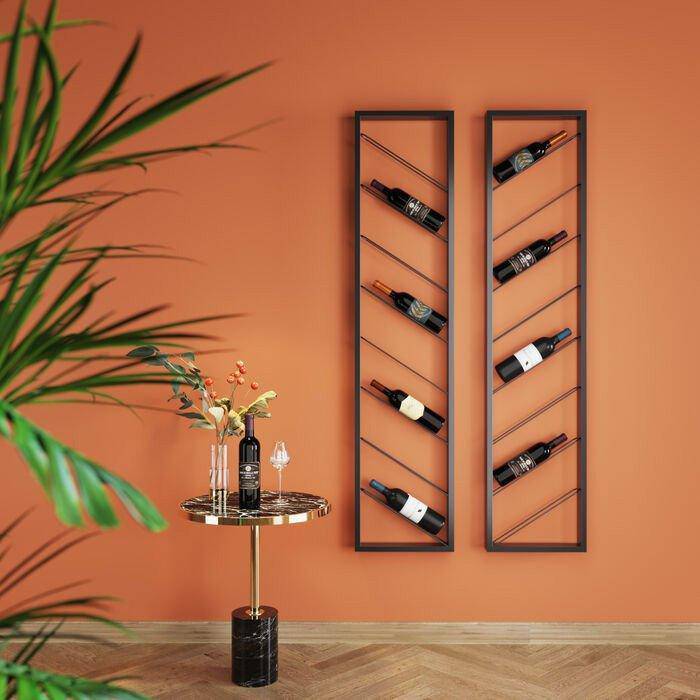 Bistro Uno Black Metal Wall Wine Shelf