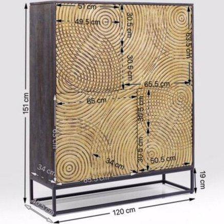Circulo Gold Acacia Wood Cabinet
