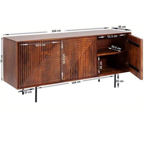 Grooves Brown Mango Wood Sideboard