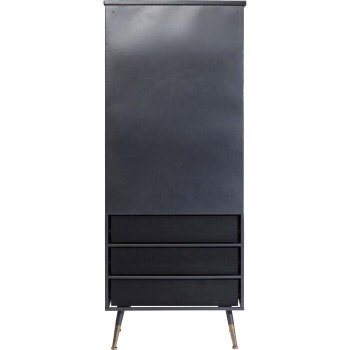 La Gomera Black Metal/Glass 2 Doors 3 Drawers Cabinet