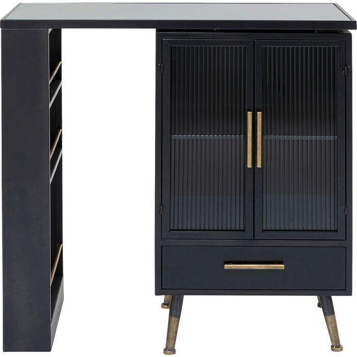 La Gomera Black Metal/Glass Bar Cabinet
