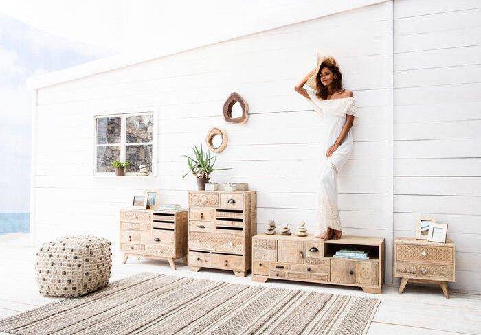 Puro Natural Mango Wood 10 Drawers Dresser