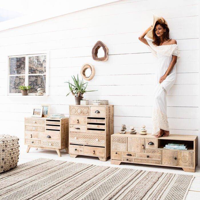Puro Natural Mango Wood 10 Drawers Dresser