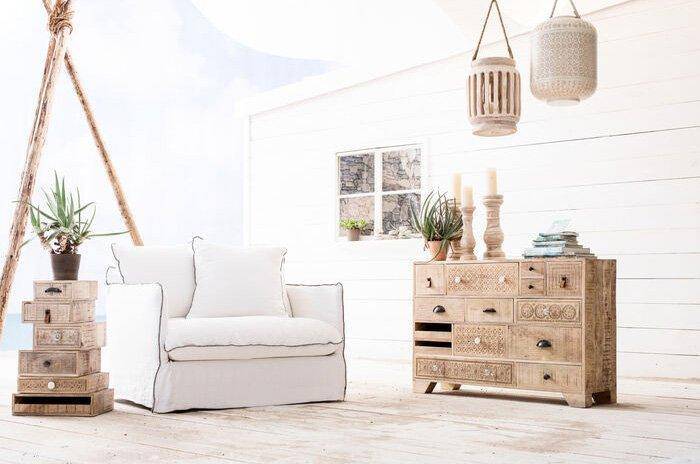 Puro Natural Mango Wood 14 Drawers Dresser