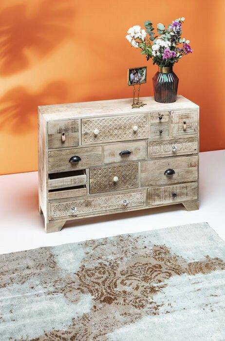 Puro Natural Mango Wood 14 Drawers Dresser
