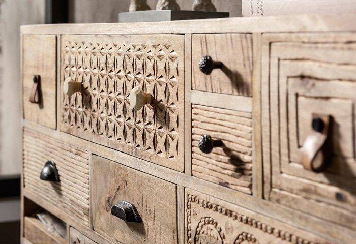 Puro Natural Mango Wood 14 Drawers Dresser