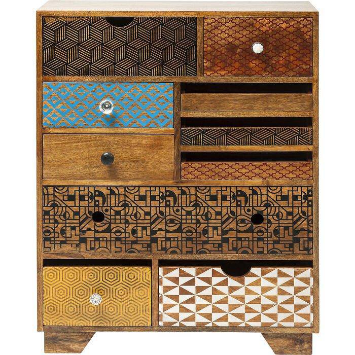 Soleil Multicolour Mango Wood 10 Drawers Dresser