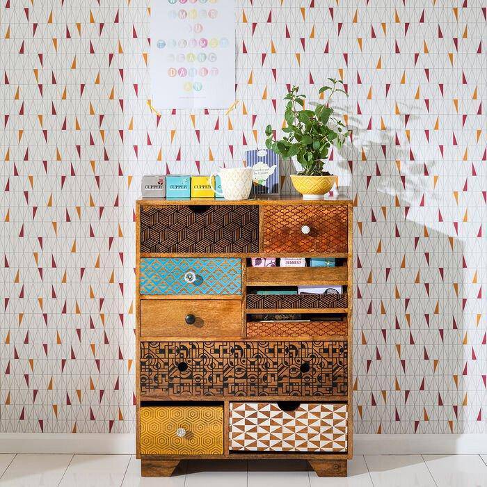 Soleil Multicolour Mango Wood 10 Drawers Dresser