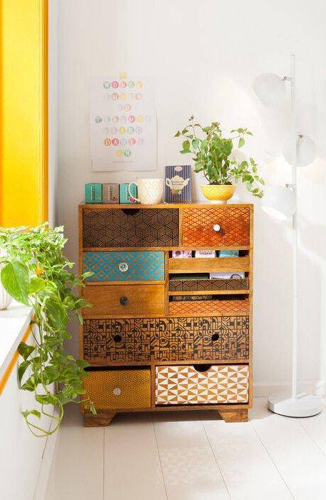Soleil Multicolour Mango Wood 10 Drawers Dresser