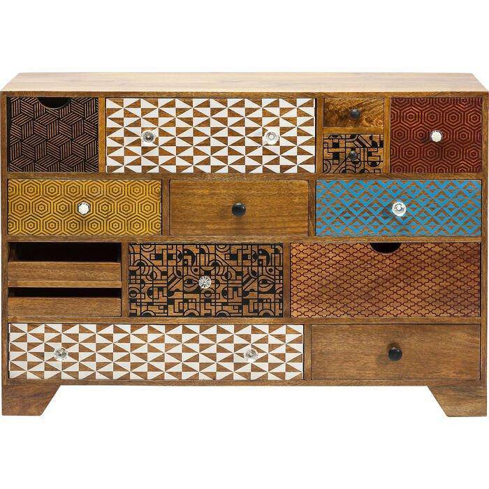 Soleil Multicolour Mango Wood 14 Drawers Dresser
