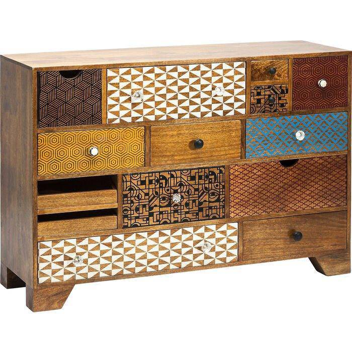 Soleil Multicolour Mango Wood 14 Drawers Dresser
